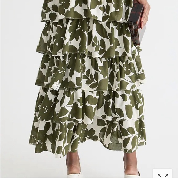 J. Crew collection plunge neck in leafy floral, size 0 - Picture 2 of 4